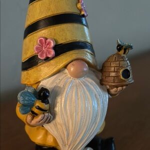 Gnome Bee Keeper Figurine Approximately six inches ceramic material